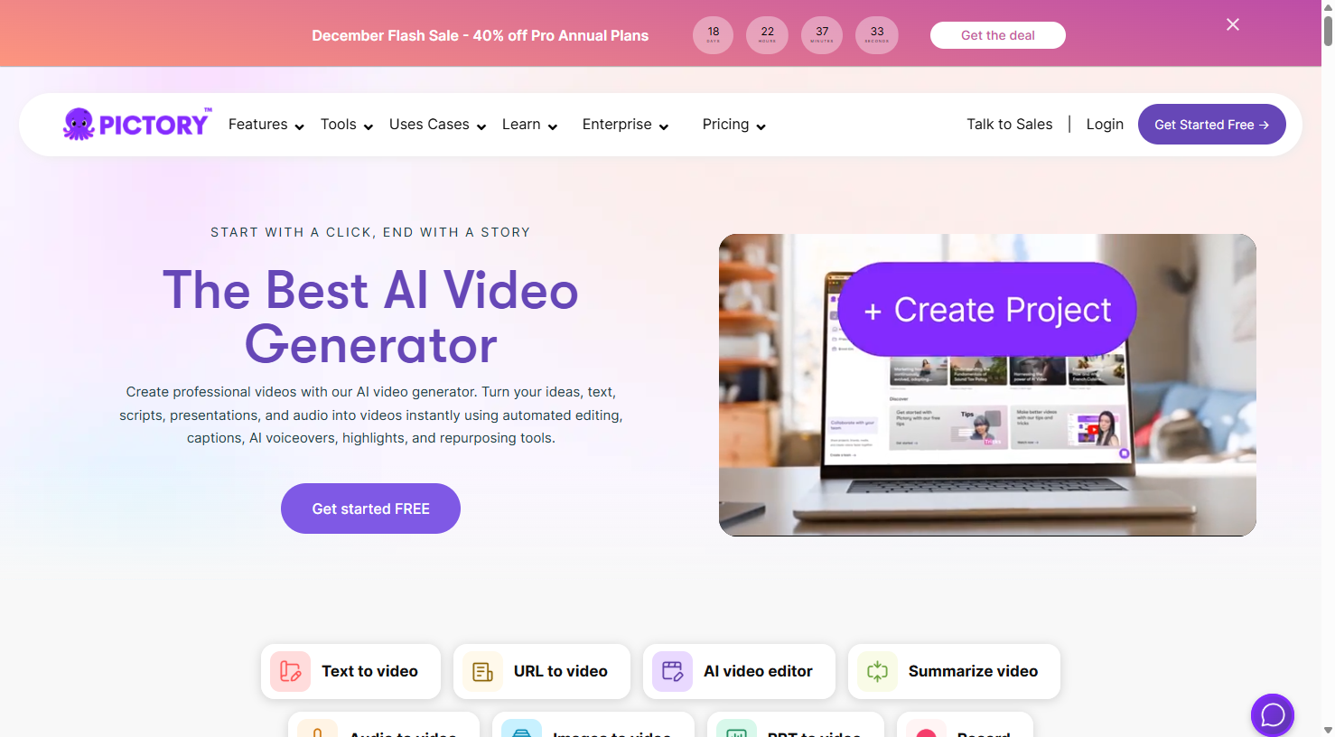 Pictory AI video generator platform for text to video creation