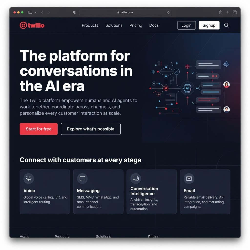 Twilio Voice Intelligence API platform showing conversation intelligence integration for custom call analytics